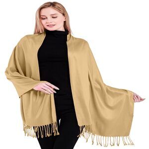 5592 Rich Cream Solid Color Tassels Design Nepalese Shawl Seconds Scarf